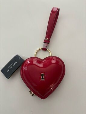 Kate Spade Heart-Shaped Wristlet Bag with Gold Key Charm. SOLD OUT IN STORES